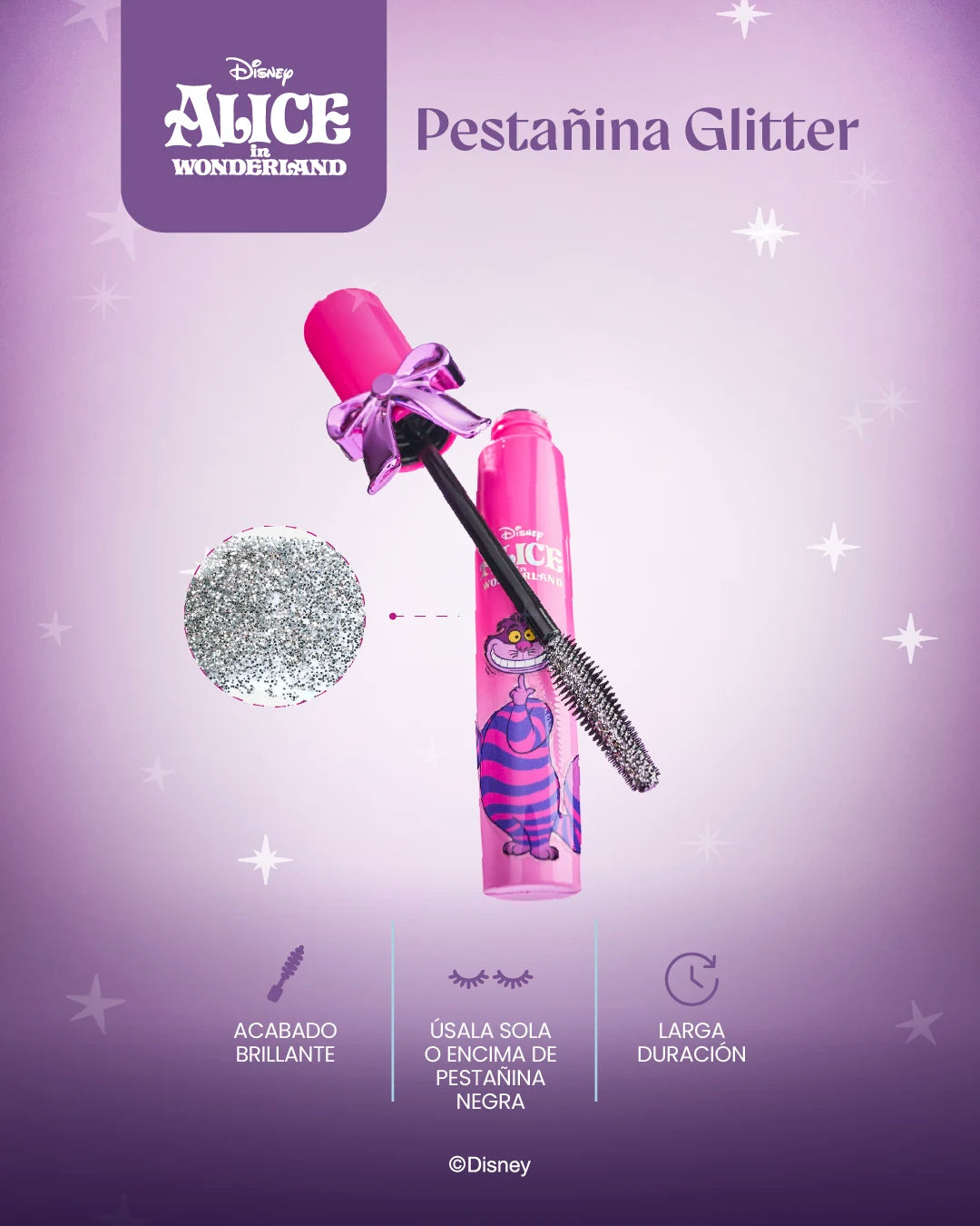 PESTAÑINA GLITTER GATO DE CHESIRE ALICIA