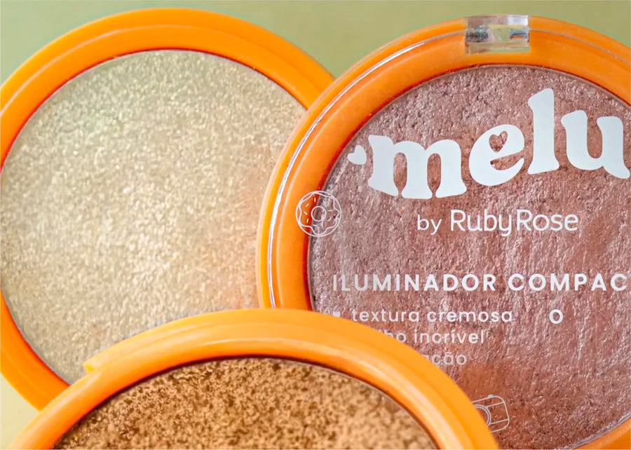Destaca tus mejores rasgos con un acabado radiante. ¡Brilla con el Iluminador Satinado Melu!